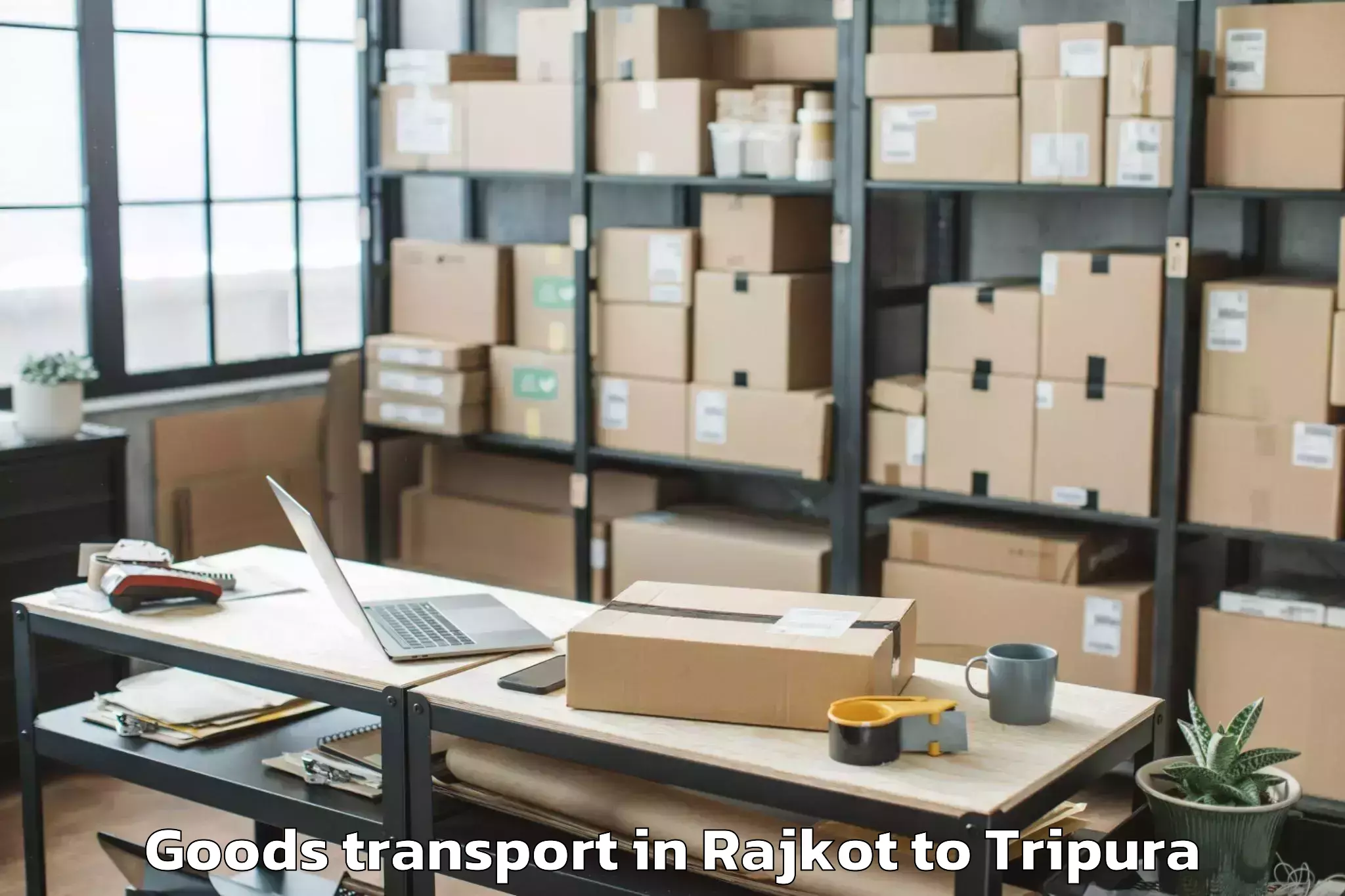 Easy Rajkot to Amarpur Gomati Goods Transport Booking